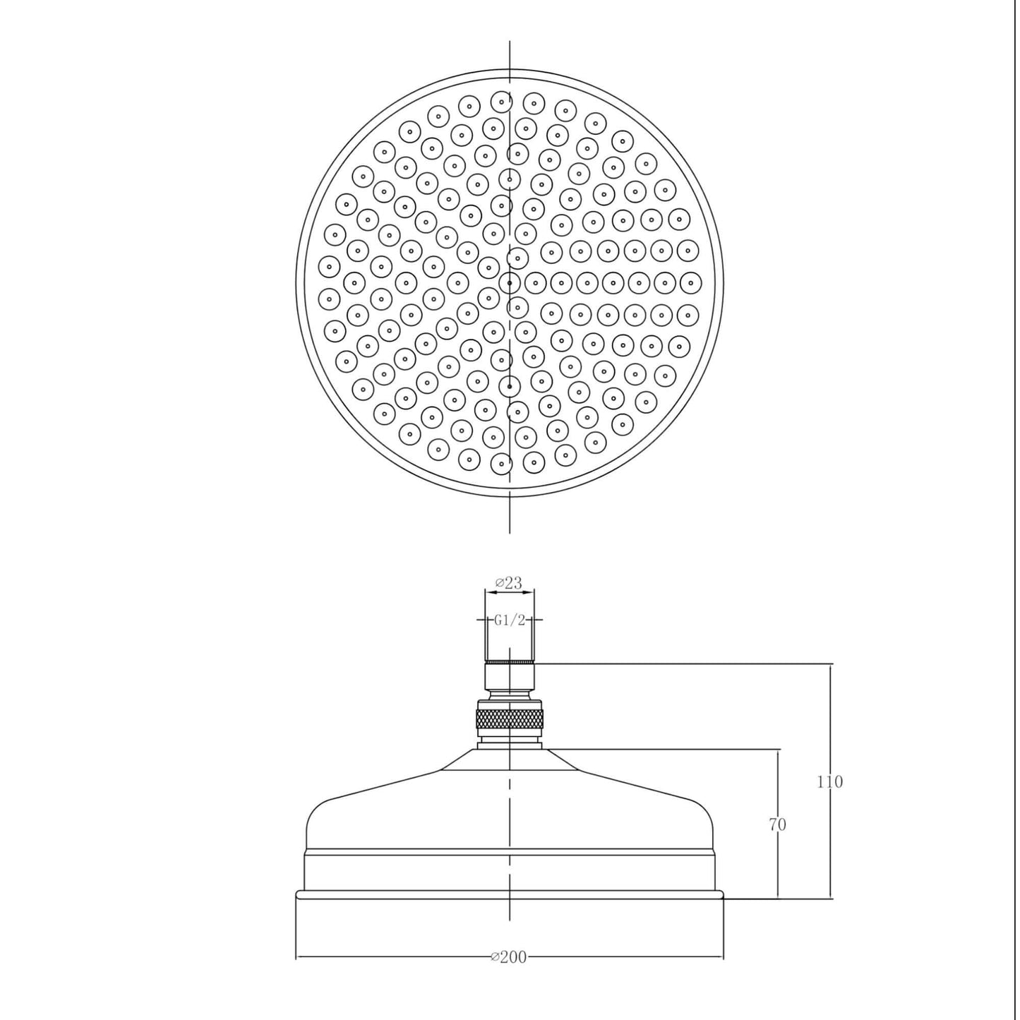 Buy Chrome Traditional shower head apron rose brass 200mm Online UK | HOUSE OF ENKI