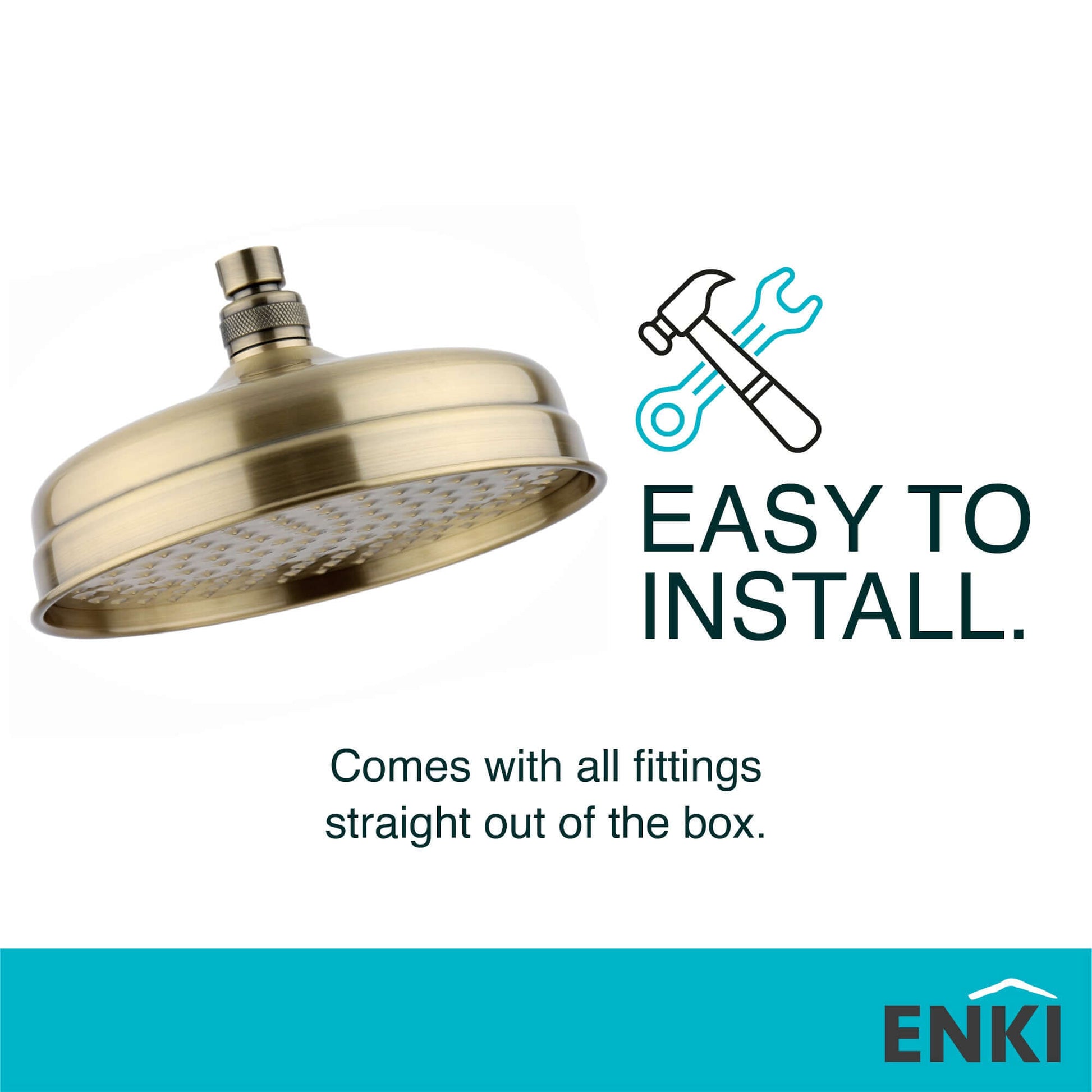 Buy Traditional shower head apron rose brass 200mm - antique brass Online UK | HOUSE OF ENKI