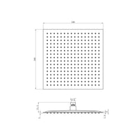 Square ultra slim shower head stainless steel 300mm - brushed brass