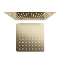 Square ultra slim shower head stainless steel 400mm - brushed brass