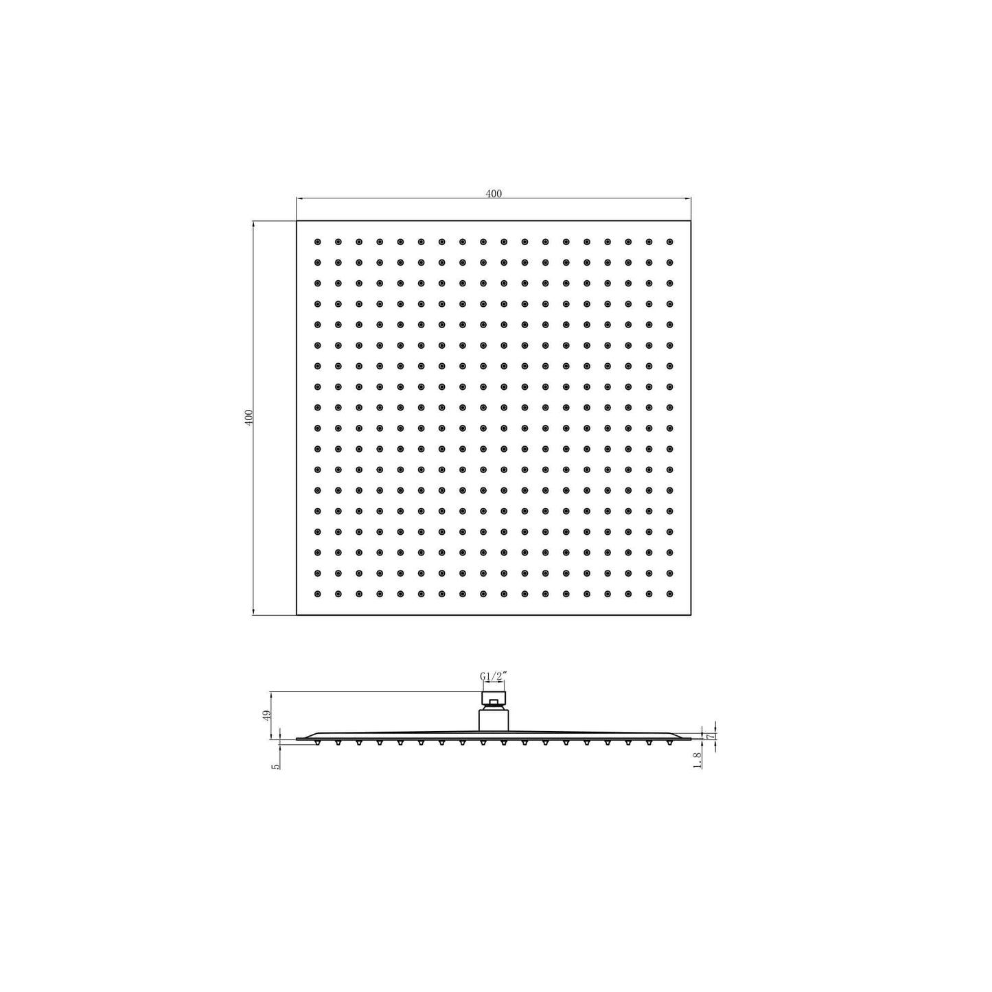 Buy Square ultra slim shower head stainless steel 400mm - gunmetal grey Online UK | HOUSE OF ENKI