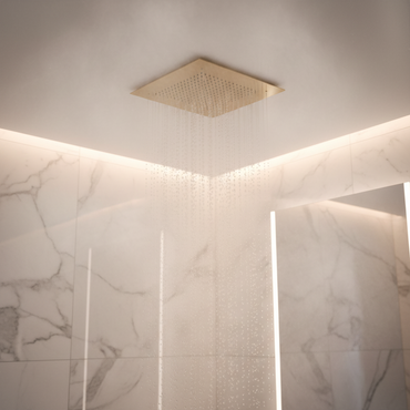 Square recessed 400mm shower head stainless steel - brushed brass