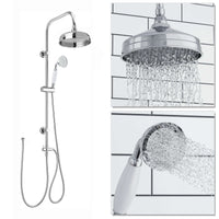 Buy Carre Dual Rigid Riser Kit Traditional Solid Brass Overhead Rain Shower & Brass Handheld Shower - Chrome Online UK | HOUSE OF ENKI