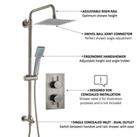 Buy Square dual shower riser rail kit for concealed installation - gunmetal grey Online UK | HOUSE OF ENKI