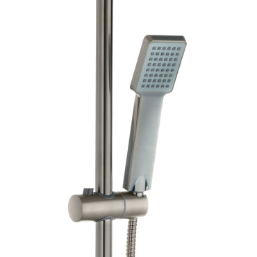 Square dual shower riser rail kit for exposed installation - gunmetal grey