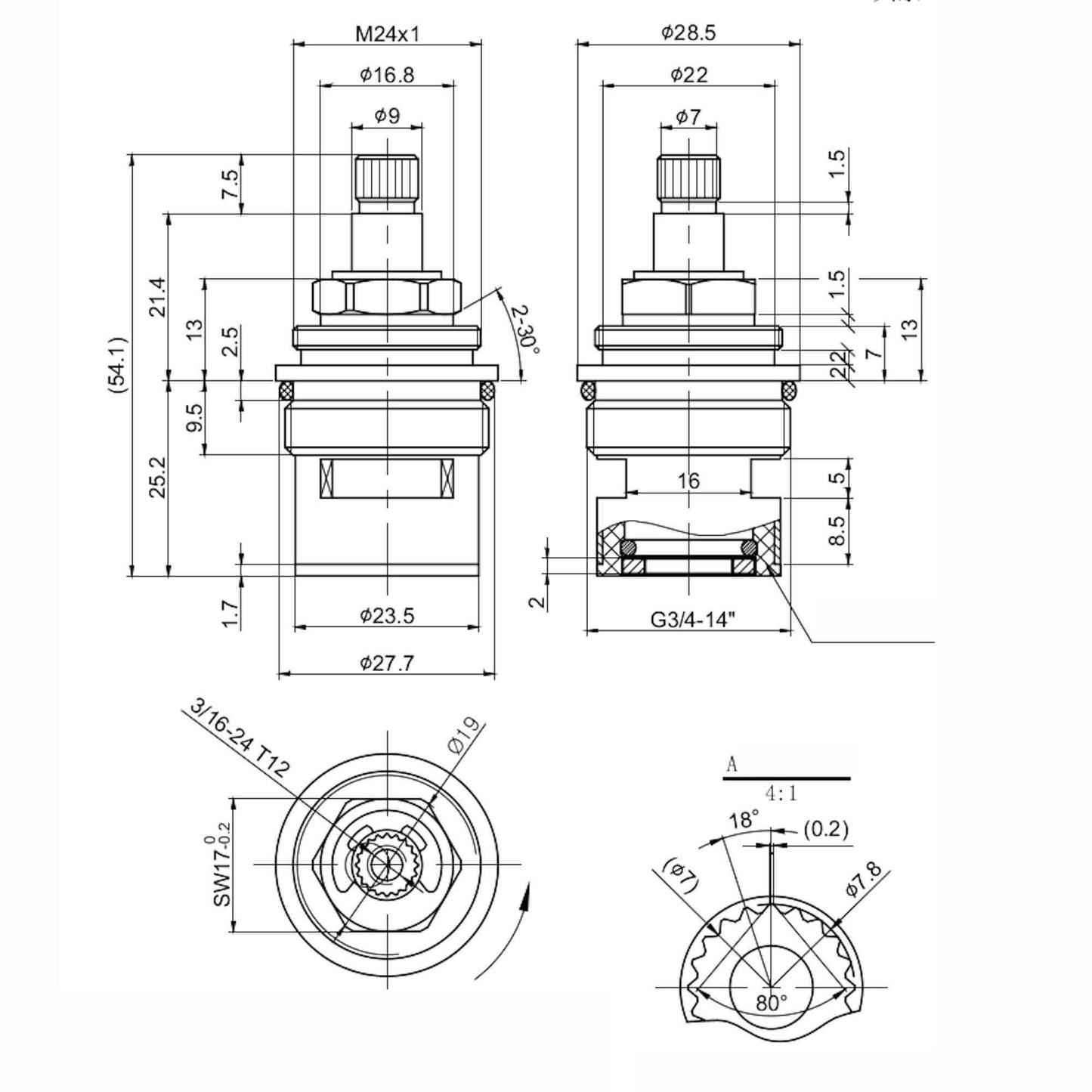 Buy ON/OFF cartridge for shower valves - Stafford online UK