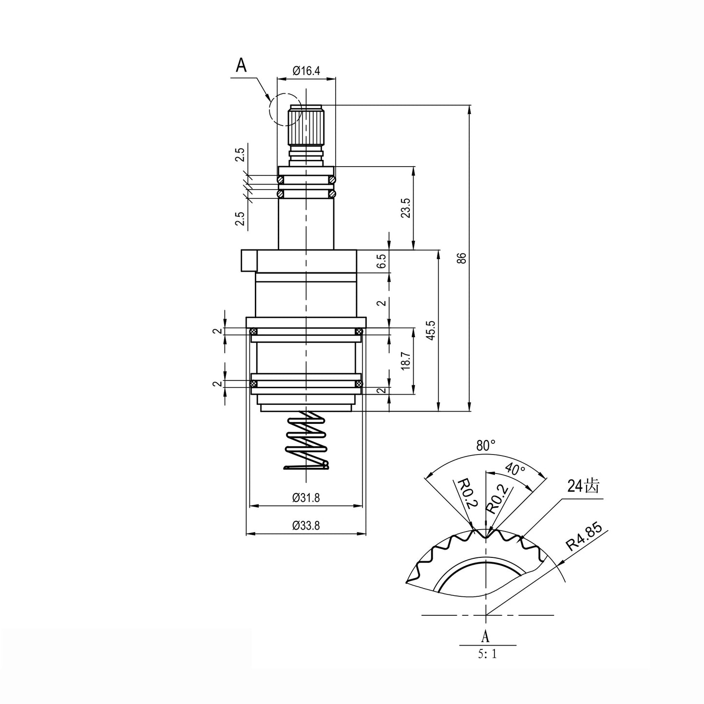 Service Kit - Sequential Thermostatic Cartridge and Wax Thermo-Element Antique Brass SAR00 - Winchester