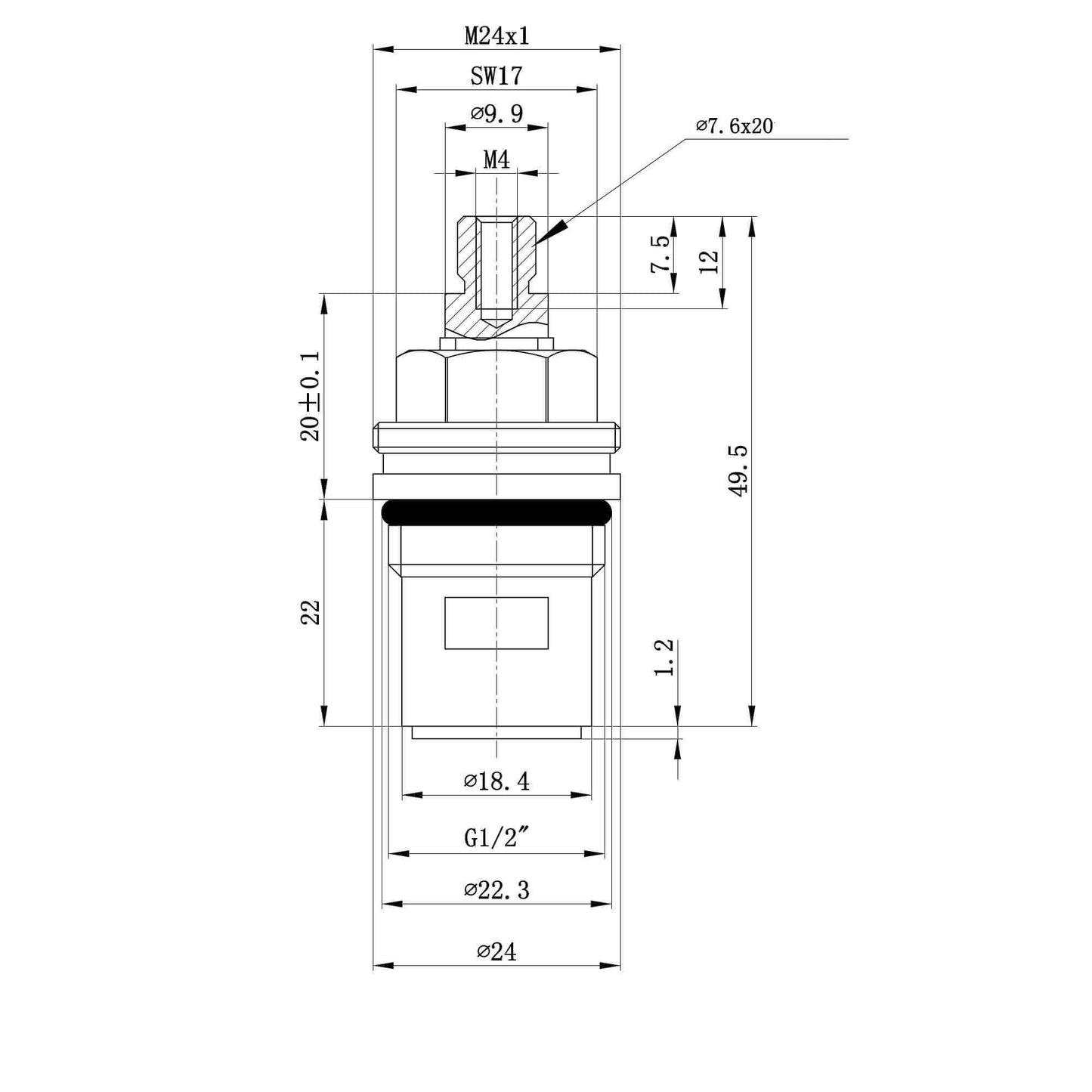 Buy ON/OFF cartridge for shower valves - Dune, Gallant, Luna online UK