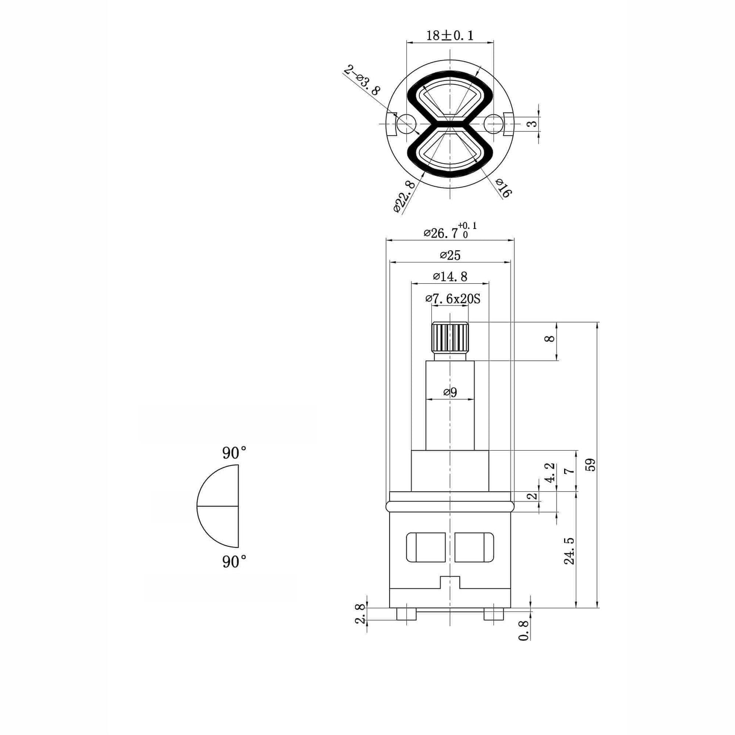 Buy ON/OFF diverter cartridge for bar shower valves - Dune, Enzo online UK