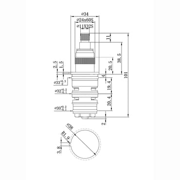 Thermostatic cartridge for concealed shower valves - Regent, Edwardian, New Venice