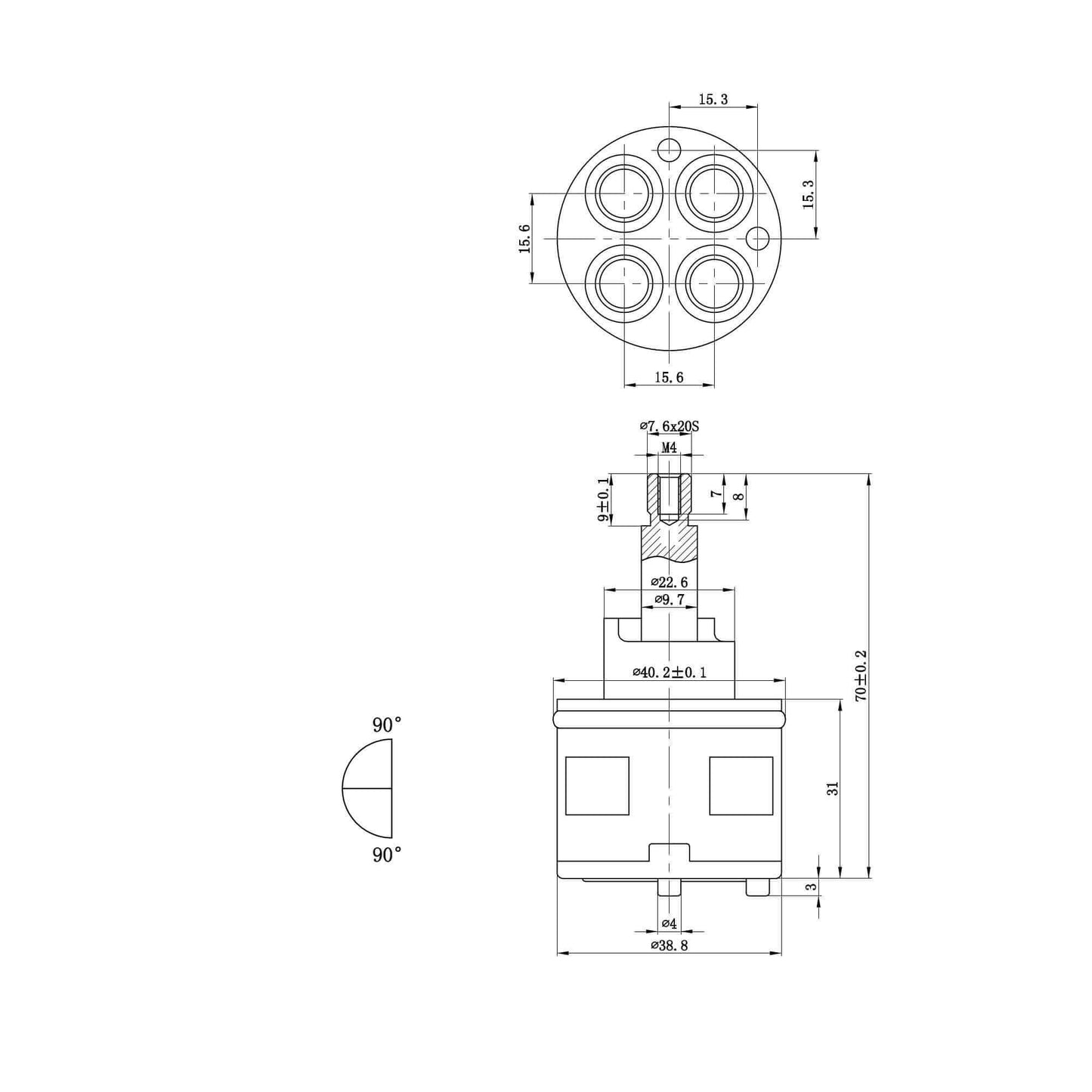 Buy Diverter cartridge ON/OFF/ON for concealed shower valves - Regent, Edwardian, Naples Online UK | HOUSE OF ENKI