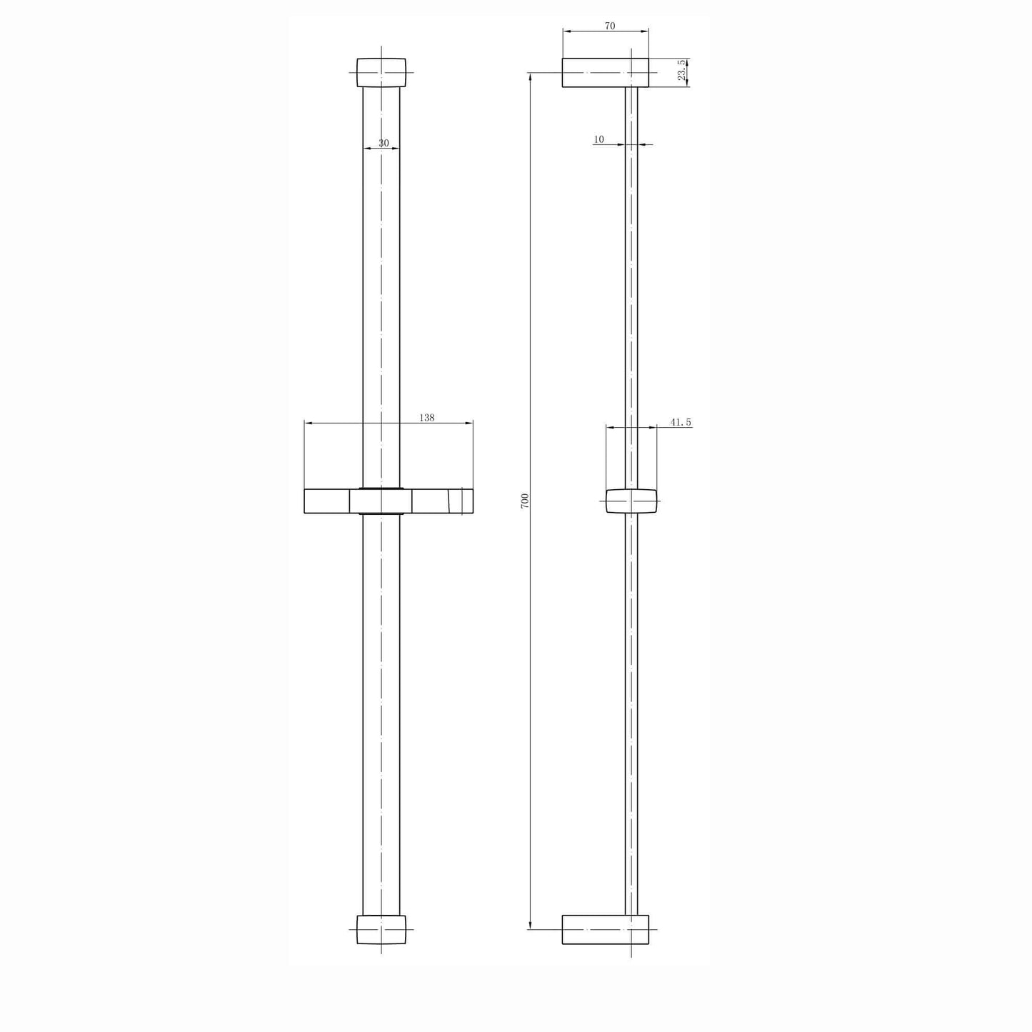 Buy Square contemporary shower slider rail bar with hand shower holder - chrome Online UK | HOUSE OF ENKI