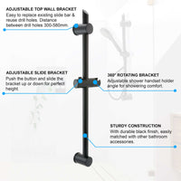 Adjustable sliding shower rail - black
