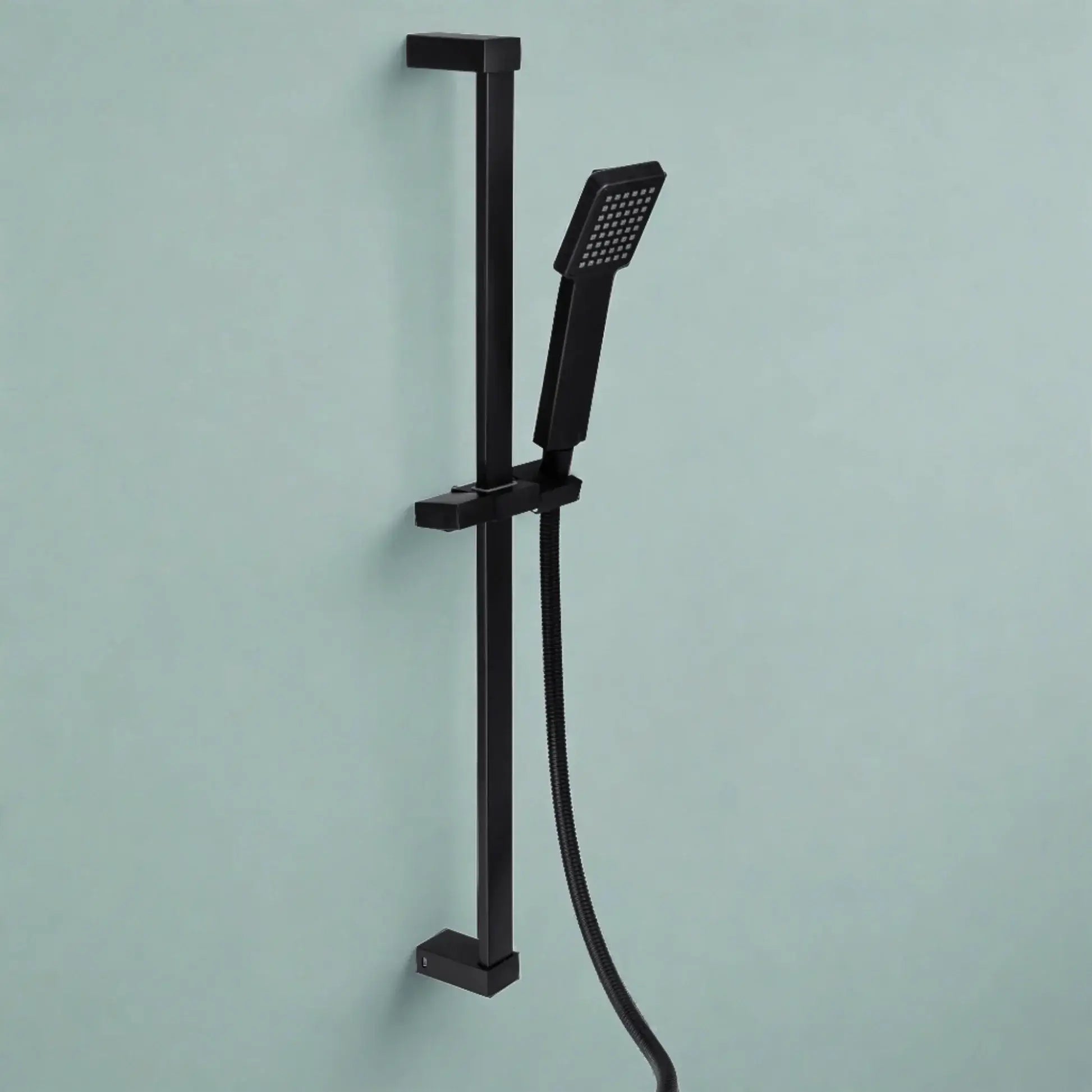 Buy Square contemporary shower slider rail bar with hand shower holder - black Online UK | HOUSE OF ENKI