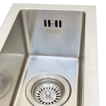 Buy Strainer basket waste with overflow pipe for single 1.0 one bowl kitchen sink - brushed steel Online UK | HOUSE OF ENKI