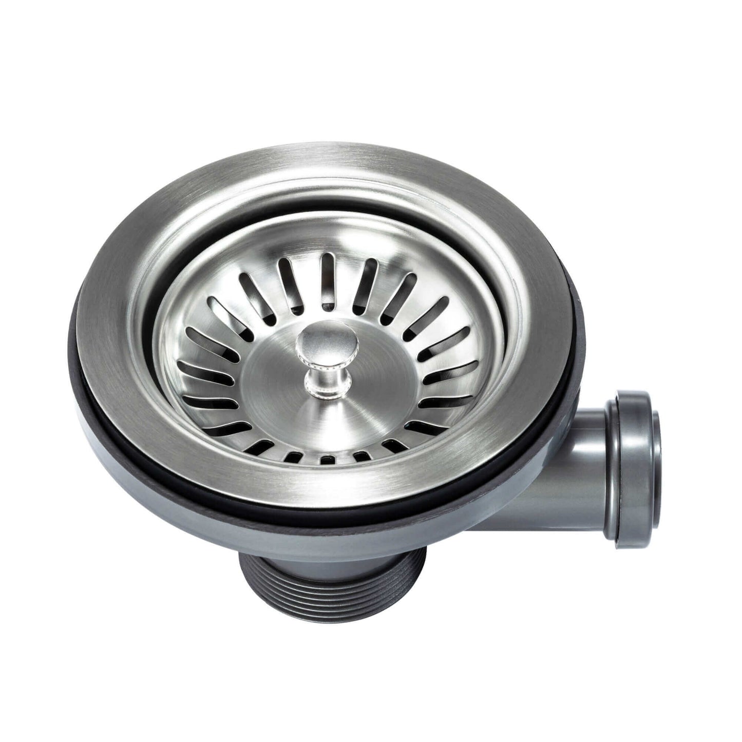Buy Strainer basket waste with overflow pipe for single 1.0 one bowl kitchen sink - brushed steel Online UK | HOUSE OF ENKI