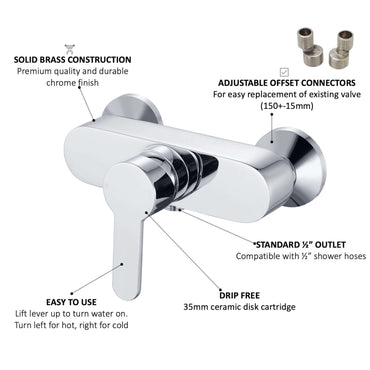 Buy Apollo manual shower mixer with handset, hose and wall bracket online UK