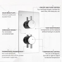 Naples Contemporary Round Concealed Thermostatic Shower Set Ceiling Fixed 8" Shower Head - Chrome (1 Outlet)