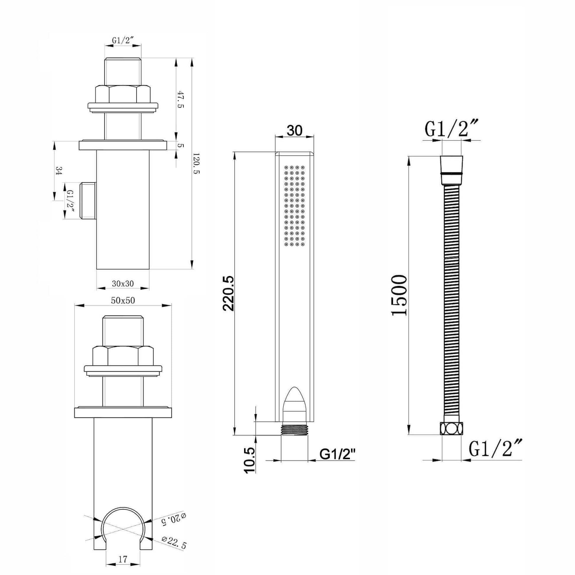 Buy Milan Square Thermostatic Concealed Shower Set with Wall Mounted Shower & Handset Kit - Chrome Online UK | HOUSE OF ENKI