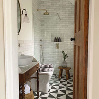 Buy Regent Traditional Crosshead And White Lever Concealed Thermostatic Shower Set Incl. Twin Valve, Wall Fixed 8" Shower Head, Handshower Kit - Antique Brass (2 Outlet) Online UK | HOUSE OF ENKI
