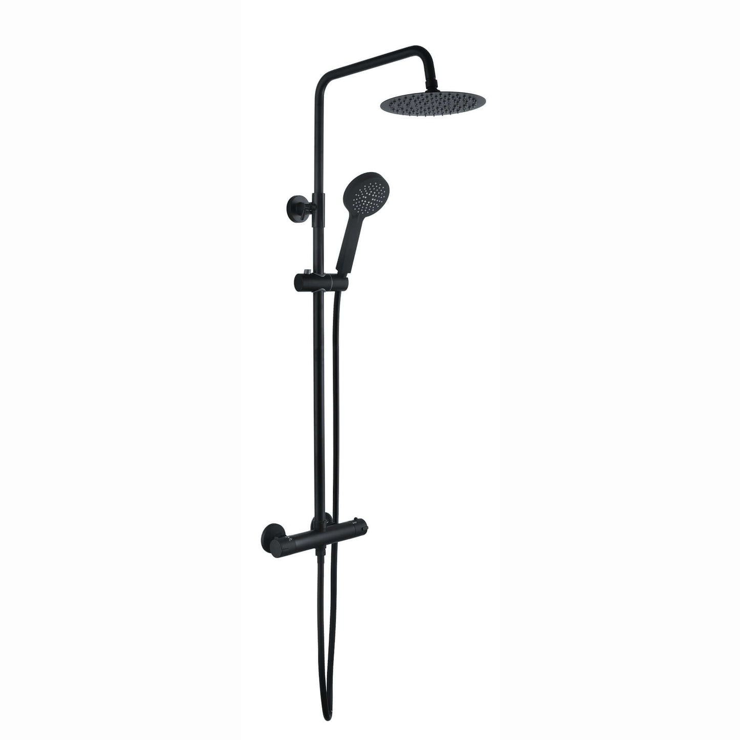 Buy Dune round thermostatic shower set 200mm head & handheld - matt black Online UK | HOUSE OF ENKI
