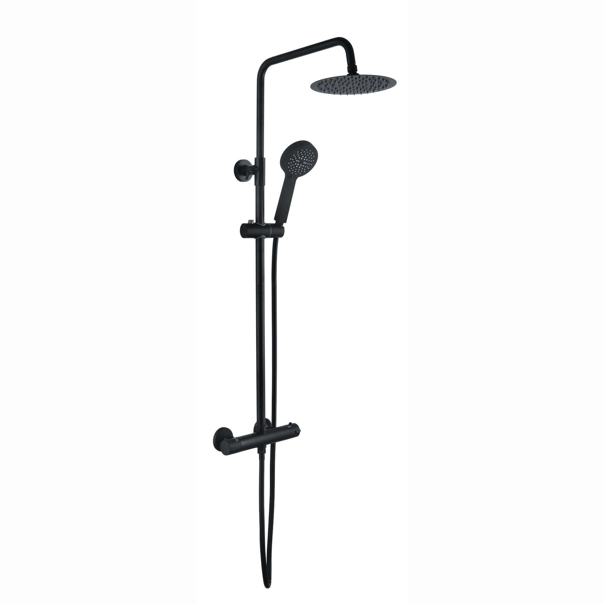Buy Dune round thermostatic shower set 200mm head & handheld - matt black Online UK | HOUSE OF ENKI