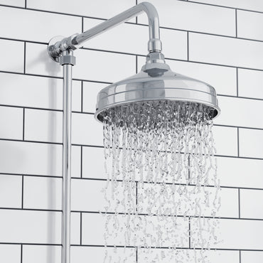 Trafalgar traditional thermostatic shower set single outlet incl. angled riser rail, rain shower head 200mm - chrome