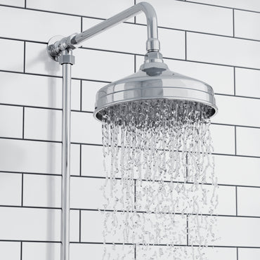 Windsor traditional thermostatic shower set single outlet incl. angled riser rail, rain shower head 200mm - chrome
