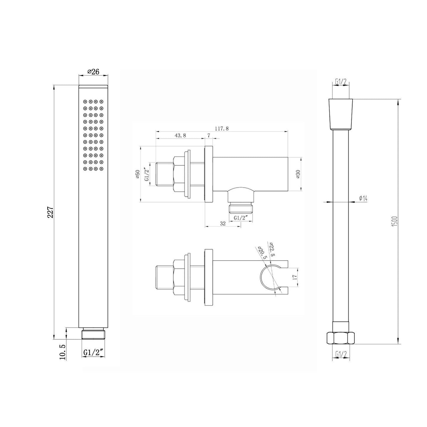 Buy Naples Contemporary Round Concealed Thermostatic Shower Set With Handshower Kit - Matt Black (1 Outlet) online UK