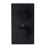 Naples Contemporary Round Concealed Thermostatic Shower Set Incl. Twin Valve, Wall Fixed 8" Shower Head, Handshower Kit - Matt Black (2 Outlet)