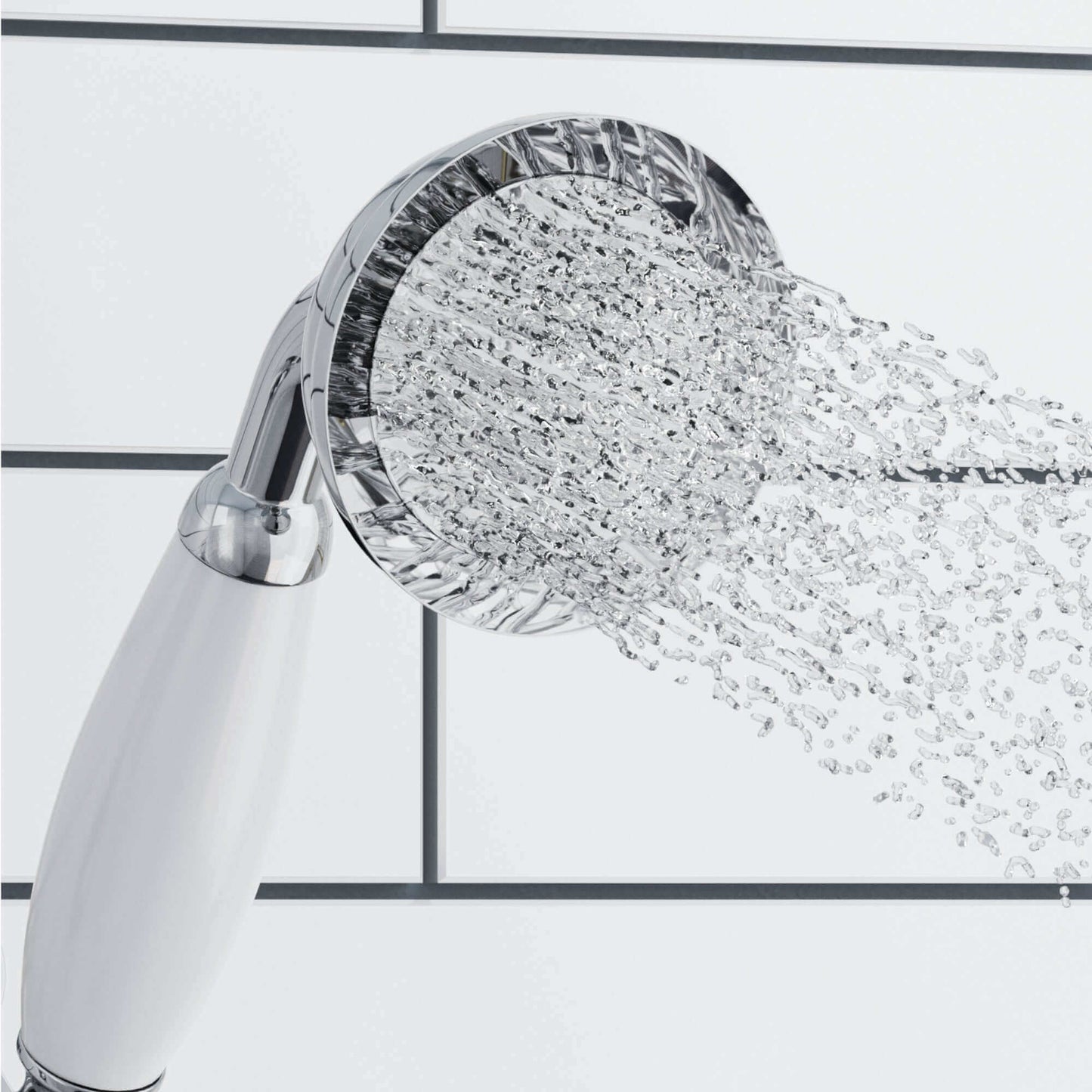 Buy Regent Traditional Crosshead And White Lever Concealed Thermostatic Shower Set Incl. Twin Valve, Wall Fixed 8" Shower Head, Handshower Kit - Chrome (2 Outlet) Online UK | HOUSE OF ENKI