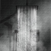 Naples Square Concealed Thermostatic Shower Set Incl. Twin Valve, Wall Fixed 8" Shower Head, Handset Kit - Matt Black (2 Outlet)