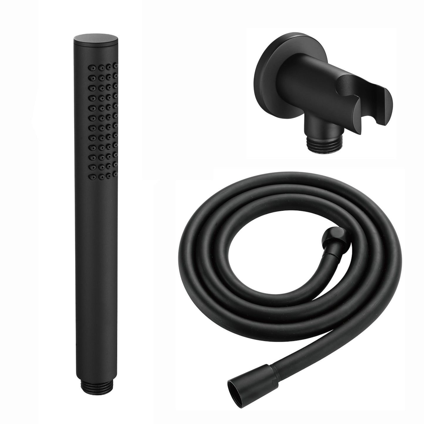 Venice Contemporary Round Concealed Thermostatic Shower Set Incl. Triple Diverter Valve, Wall Fixed 8" Shower Head, Handshower Kit, Bath Filler Waste with Overflow - Matte Black (3 Outlet)