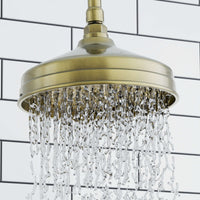 Buy Regent Traditional Crosshead And White Lever Concealed Thermostatic Shower Set Incl. Triple Diverter Valve, Wall Fixed 8" Shower Head, Handshower Kit, Bath Filler Waste with Overflow - Antique Brass (3 Outlet) Online UK | HOUSE OF ENKI