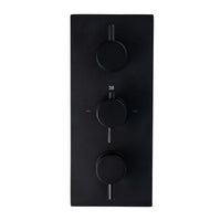 Naples Contemporary Round Concealed Thermostatic Shower Set Incl. Triple Diverter Valve, Wall Fixed 8" Shower Head, Slider Rail Kit, Bath Filler Waste with Overflow - Matt Black (3 Outlet)