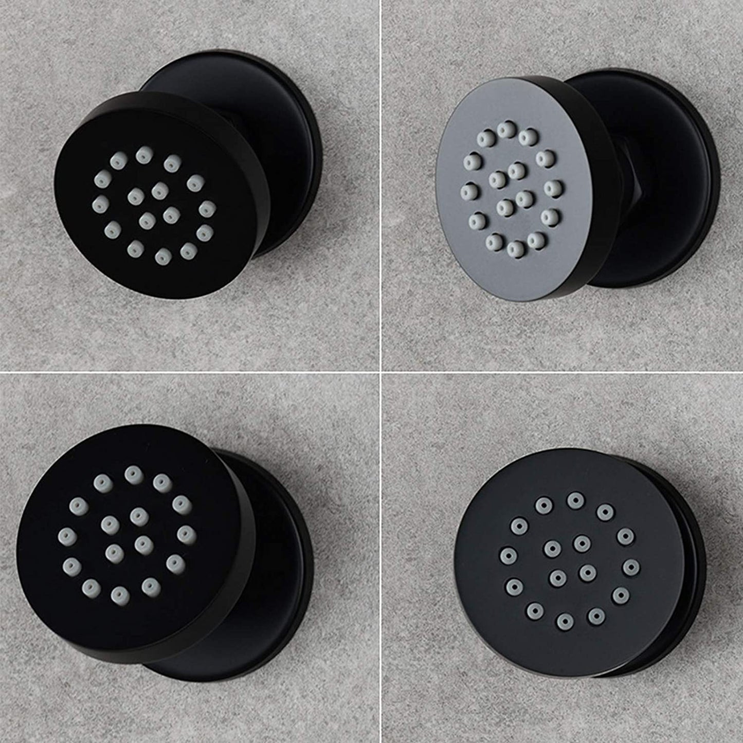 Venice Contemporary Round Concealed Thermostatic Shower Set Incl. Triple Diverter Valve, Wall Fixed 8" Shower Head, Slider Rail Kit, 4 Body Jets - Black (3 Outlet)