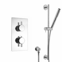 Naples Contemporary Round Concealed Thermostatic Shower Set Slider Rail Kit - Chrome (1 Outlet)