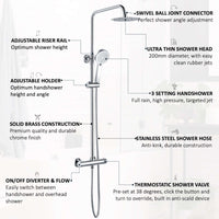 Buy Dune round thermostatic shower set 200mm head & handheld - chrome Online UK | HOUSE OF ENKI