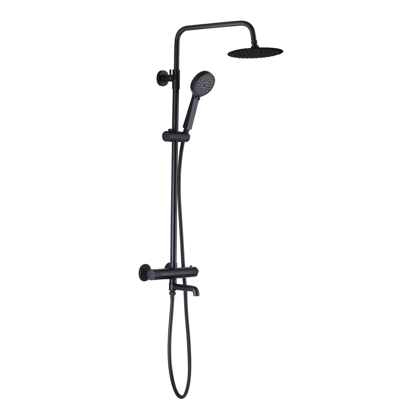 Buy Dune thermostatic shower set 3 outlet, incl. bar shower valve, 200mm overhead shower, handset & bath filler - matt black Online UK | HOUSE OF ENKI