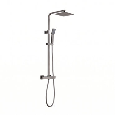 Enzo square thermostatic shower set two outlet with ultra slim 200mm shower head and handheld - gunmetal grey