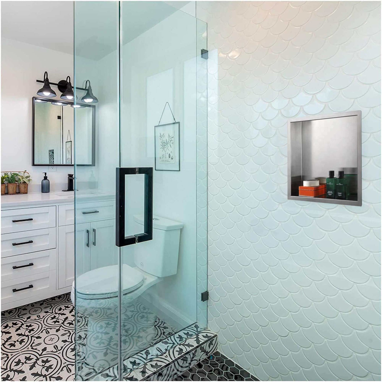 Buy Shower Niche 300 x 300 - Brushed Steel Online UK | HOUSE OF ENKI