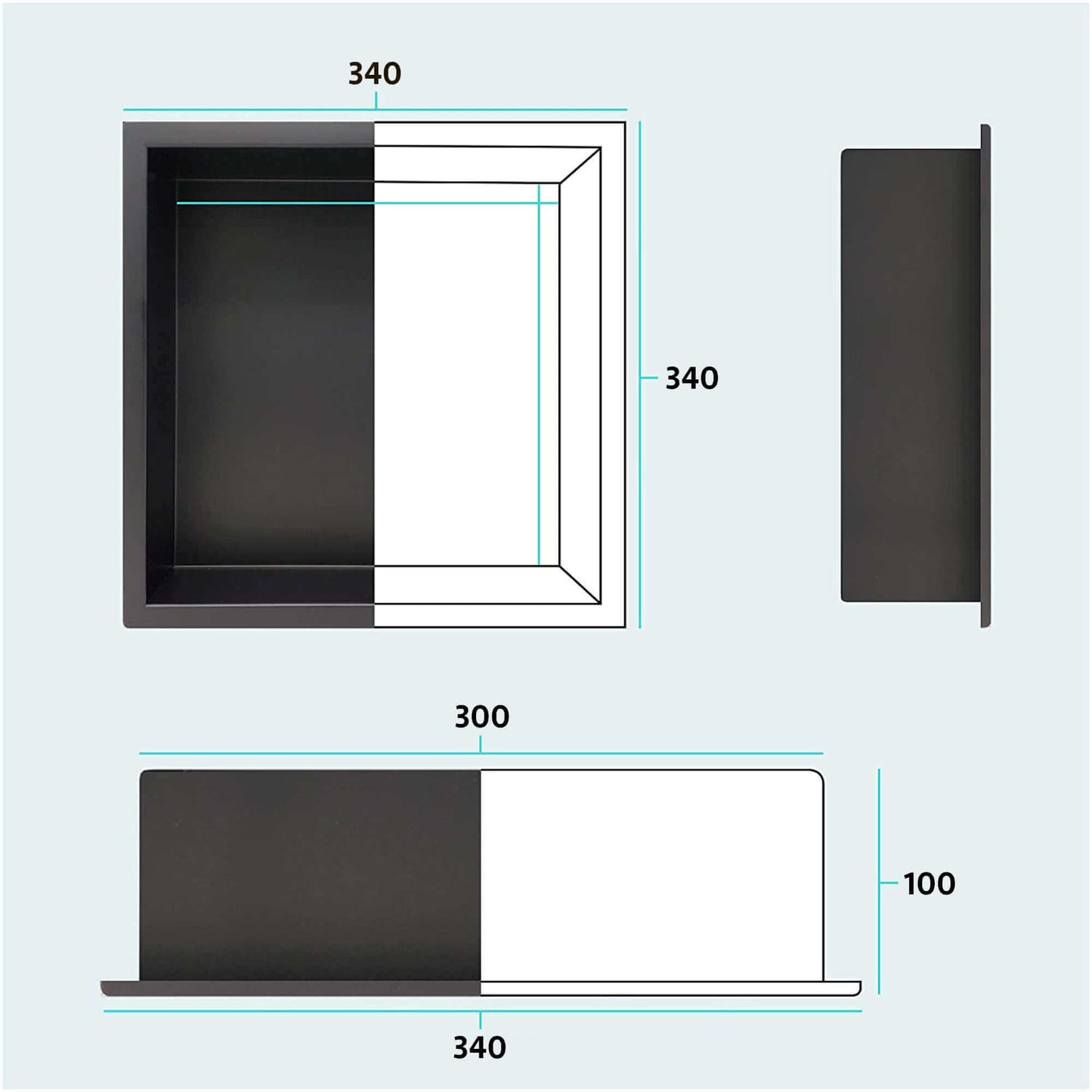 Buy Shower Niche 300 x 300 - Gunmetal Grey Online UK | HOUSE OF ENKI