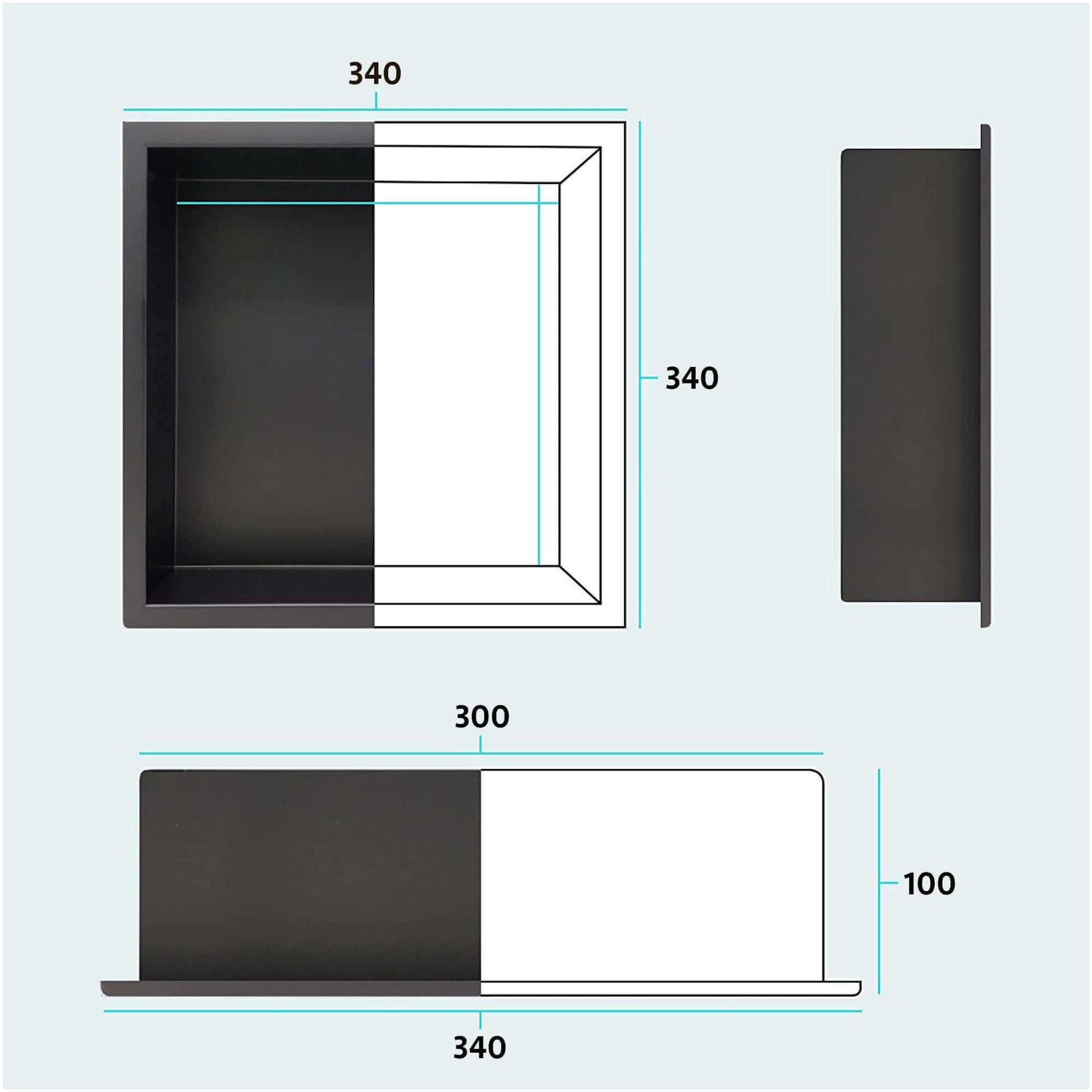Buy Shower Niche 300 x 300 - Gunmetal Grey Online UK | HOUSE OF ENKI