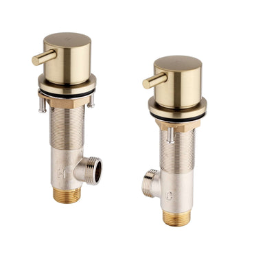 Buy Round 3/4" deck bath side valves (pair) - brushed brass Online UK | HOUSE OF ENKI