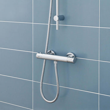 Buy Dune round bottom outlet thermostatic bar shower valve - chrome Online UK | HOUSE OF ENKI