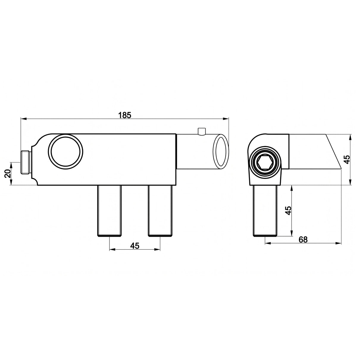 Vito vertical thermostatic bar shower mixer valve with 45mm fixing centres - chrome x 10 pack
