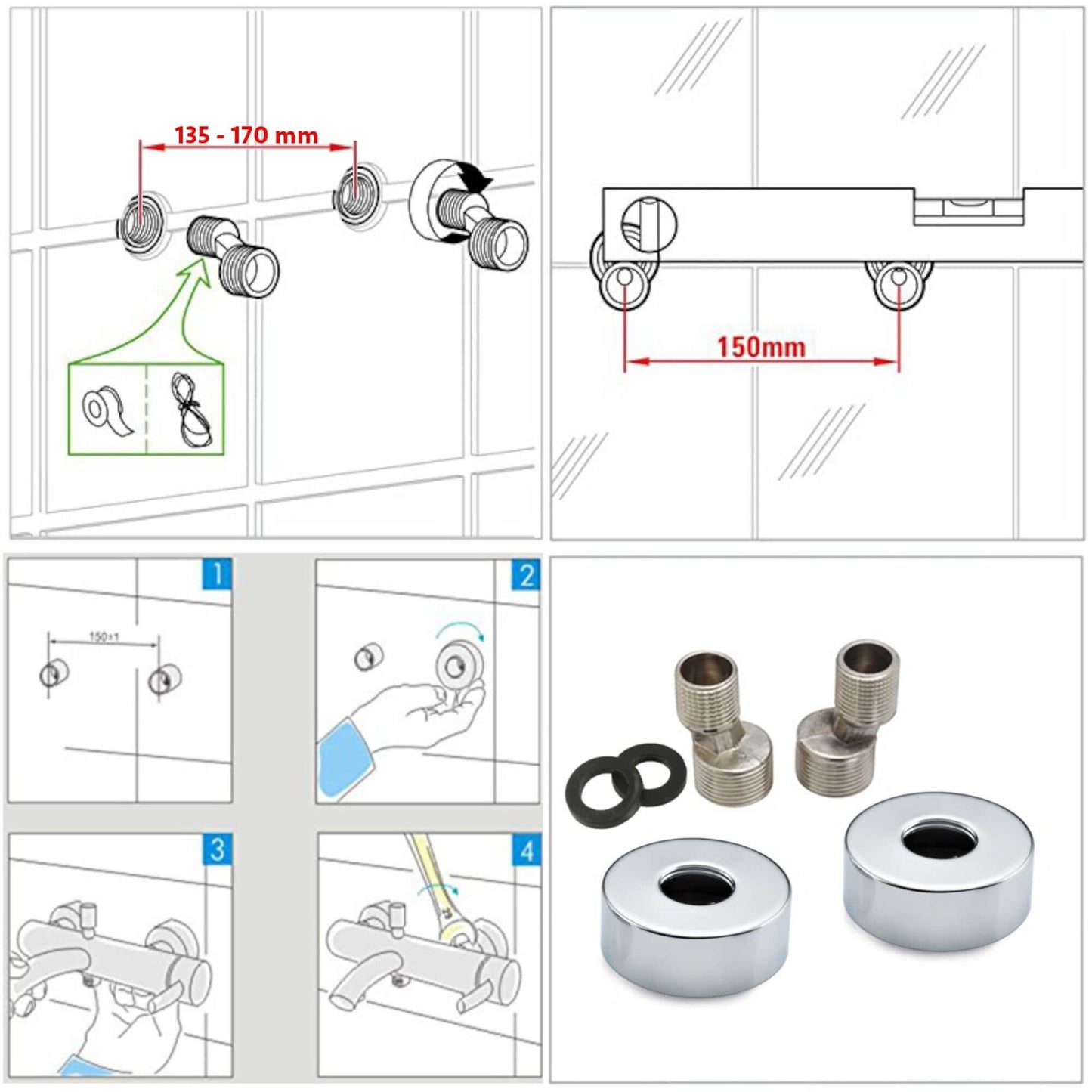 Buy Dune thermostatic bar shower mixer valve top outlet 1/2" or 3/4" outlet (with adaptor) contemporary - chrome Online UK | HOUSE OF ENKI