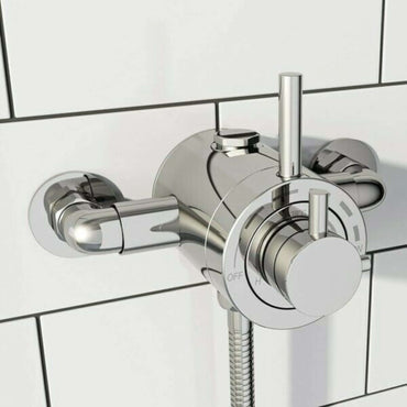 Buy Azure modern exposed thermostatic concentric shower valve top or bottom outlet - chrome Online UK | HOUSE OF ENKI