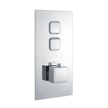 Spello square push button concealed thermostatic shower valve with 2 outlets - chrome