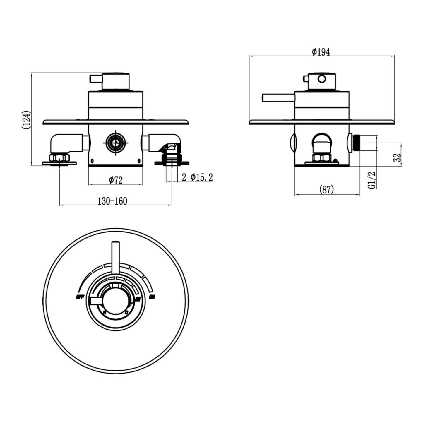 Buy Azure modern concealed thermostatic concentric shower valve - chrome Online UK | HOUSE OF ENKI